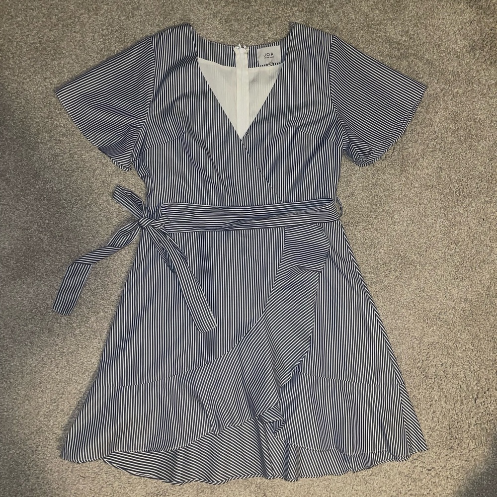 Blue Striped Wrap Dress
